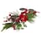 32&#x22; Triple Candle Holder With Red Berry &#x26; Poinsettia Christmas D&#xE9;cor
